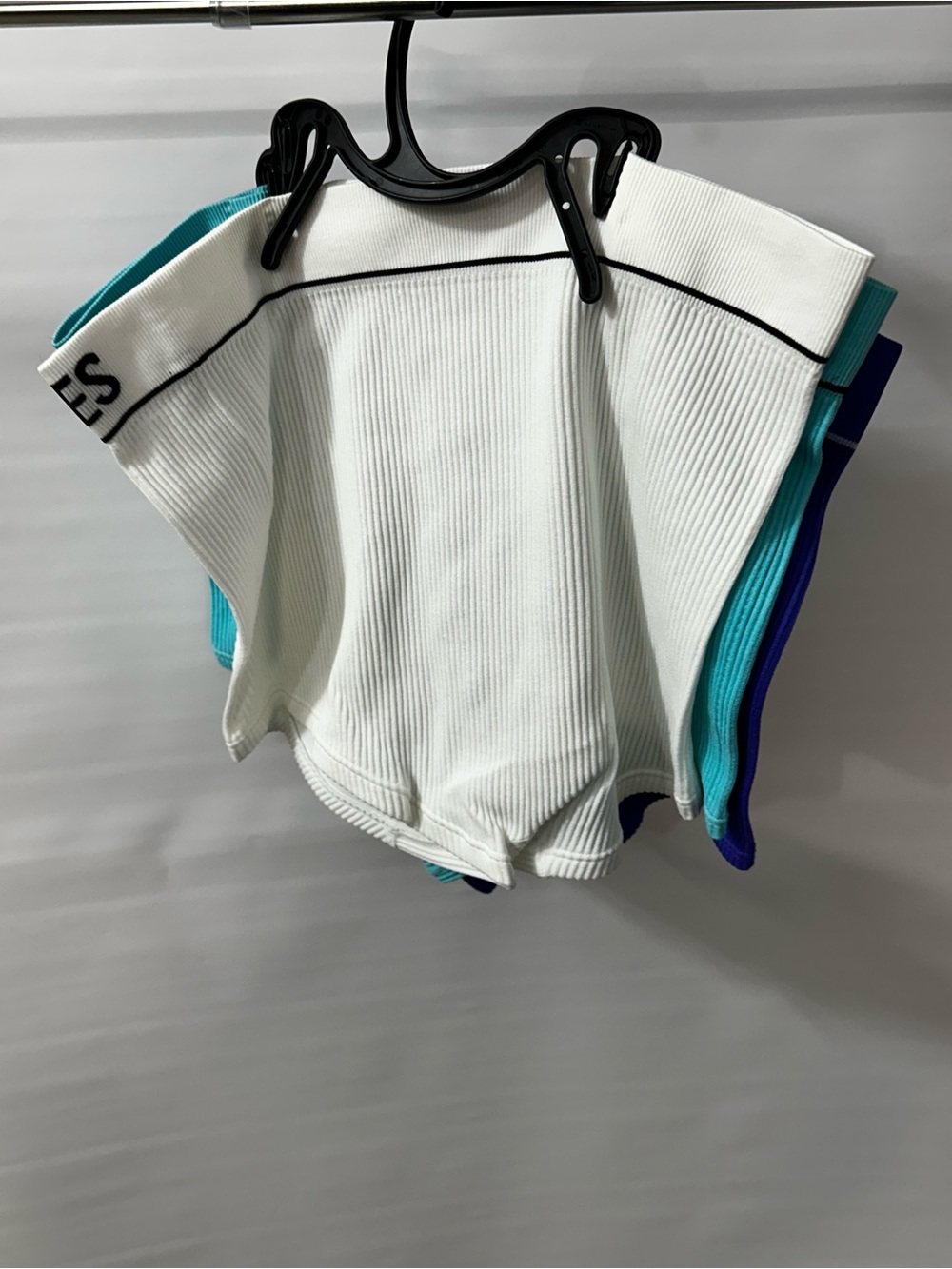 Hanes White Ribbed High-Waist Bike Shorts with Black Trim